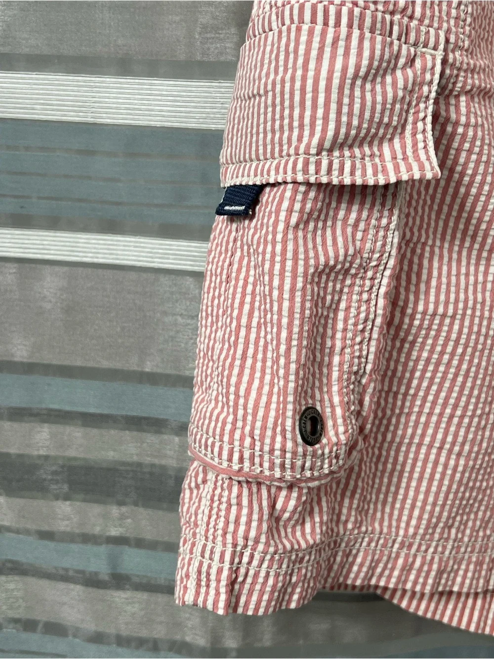 J. Crew Striped Pink Seersucker Cargo Swim Shorts- Men’s Original Swimwear